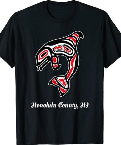 Native Honolulu County Hawaii Red Orca Killer Whale T-Shirt