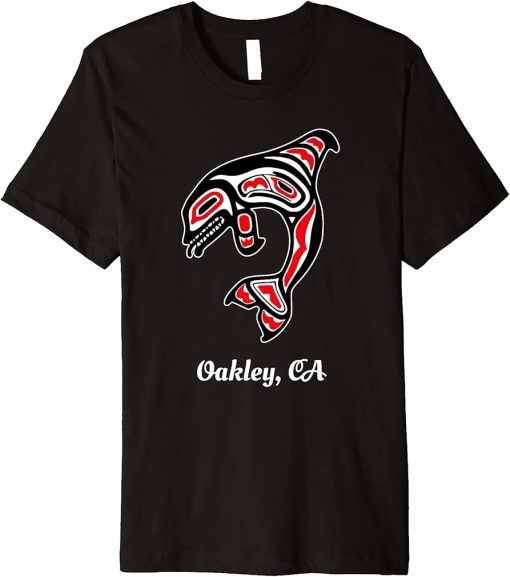 Native American Oakley CA Red Orca Killer Whale Premium T-Shirt