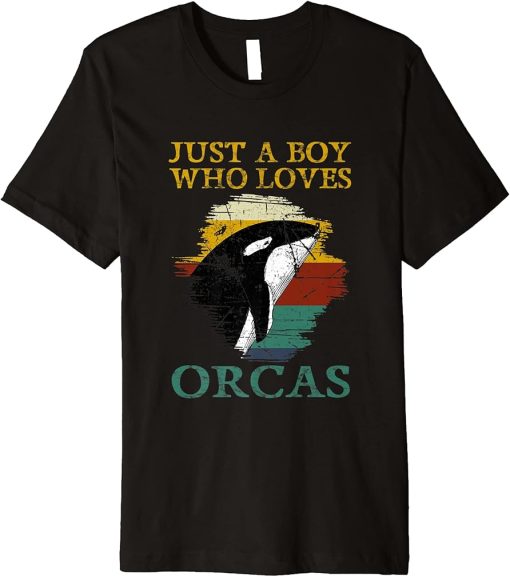 Just a Boy who loves Orcas Whales apparel for boys and men Premium T-Shirt