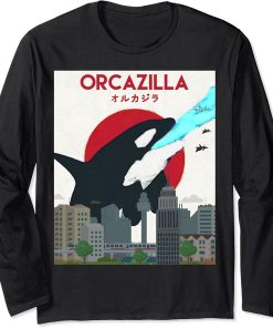 Funny Orcazilla Killer Whale Shirt Gift for Orca Lovers Long Sleeve T-Shirt