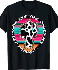 Western Cow Cactus Leopard Cheetha Serape Turquoise pink T-Shirt