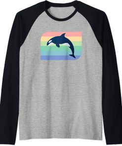 Retro Orca Killer Whale Ocean Sea Vintage Marine Aquatic Raglan Baseball Tee