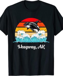 Vintage Skagway AK Distressed Orca Killer Whale Art T-Shirt