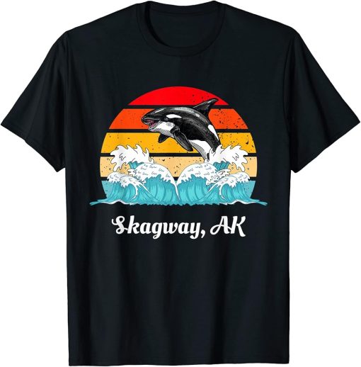 Vintage Skagway AK Distressed Orca Killer Whale Art T-Shirt